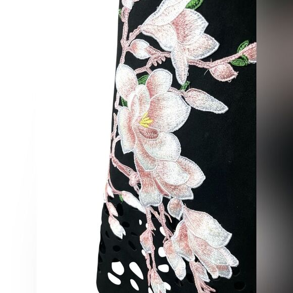 Vintage Aris Floral Long Blazer Overcoat Size Small Pink Applique Cut Out - Picture 4 of 7